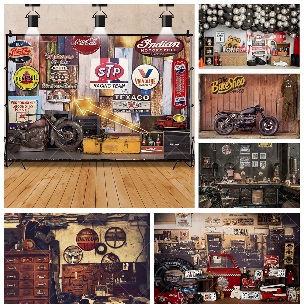 Workshop Tools Background - Retro Motorcycle Car Repairs Garage Tool
