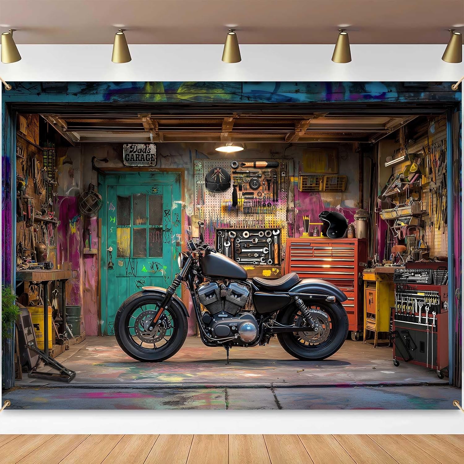 Motorcycle Garage Photography  - Workshop Tools Background 评论和价格