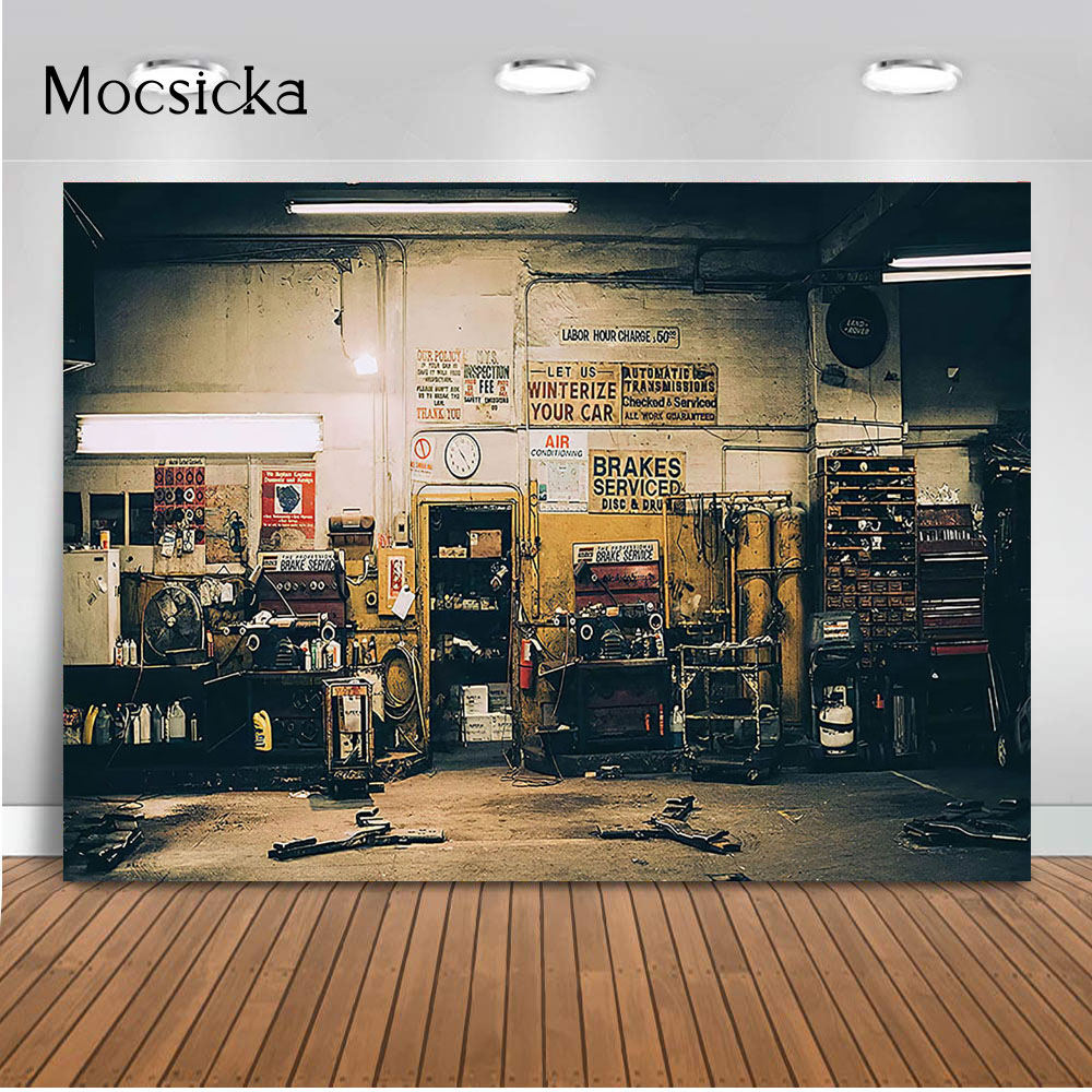Retro Car Repairs Backdrop Too - Workshop Tools Background 评论和价格