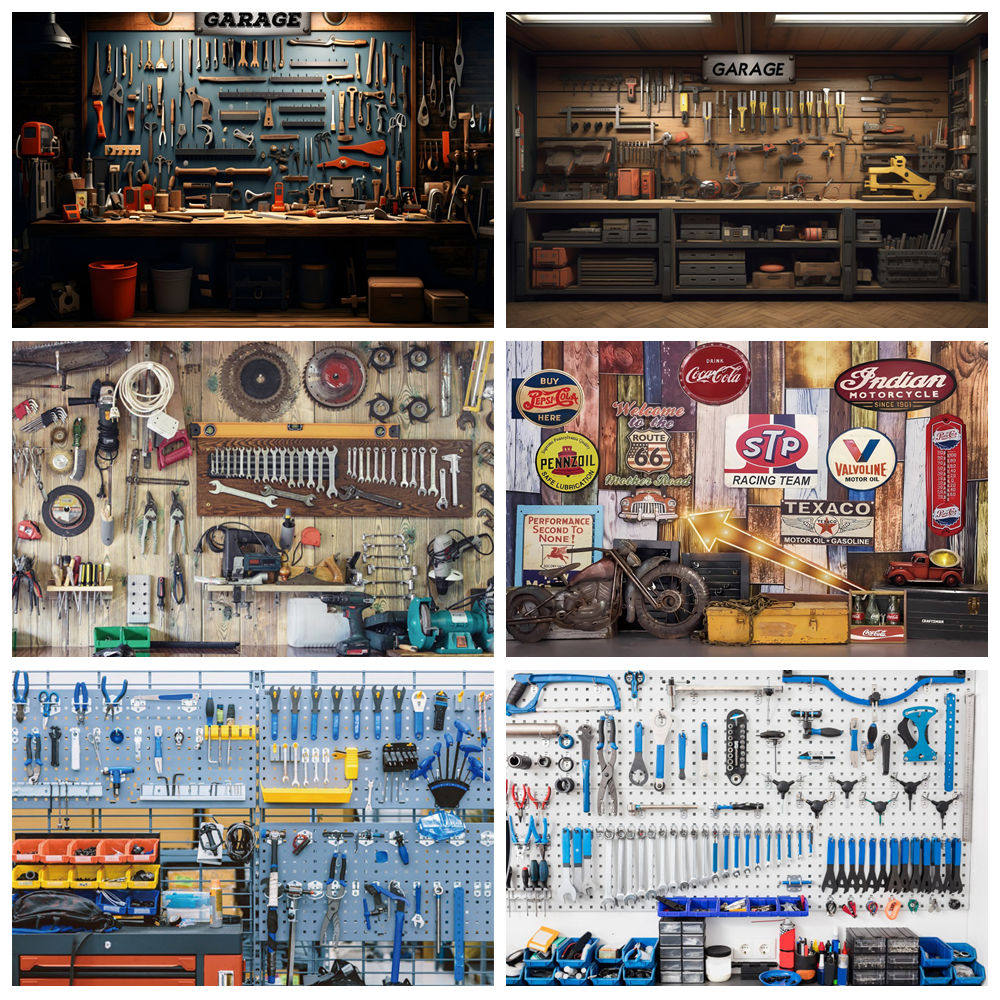 Vintage Garage Backdrop Car Re - Workshop Tools Background 评论和价格
