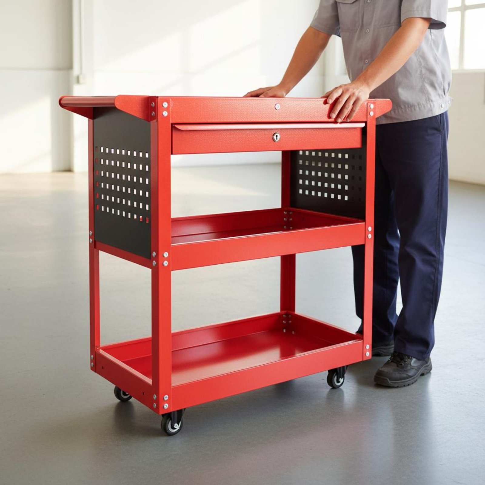 3-Tier Tool Cart Thickened Ste - Workshop Tools Diy 评论和价格