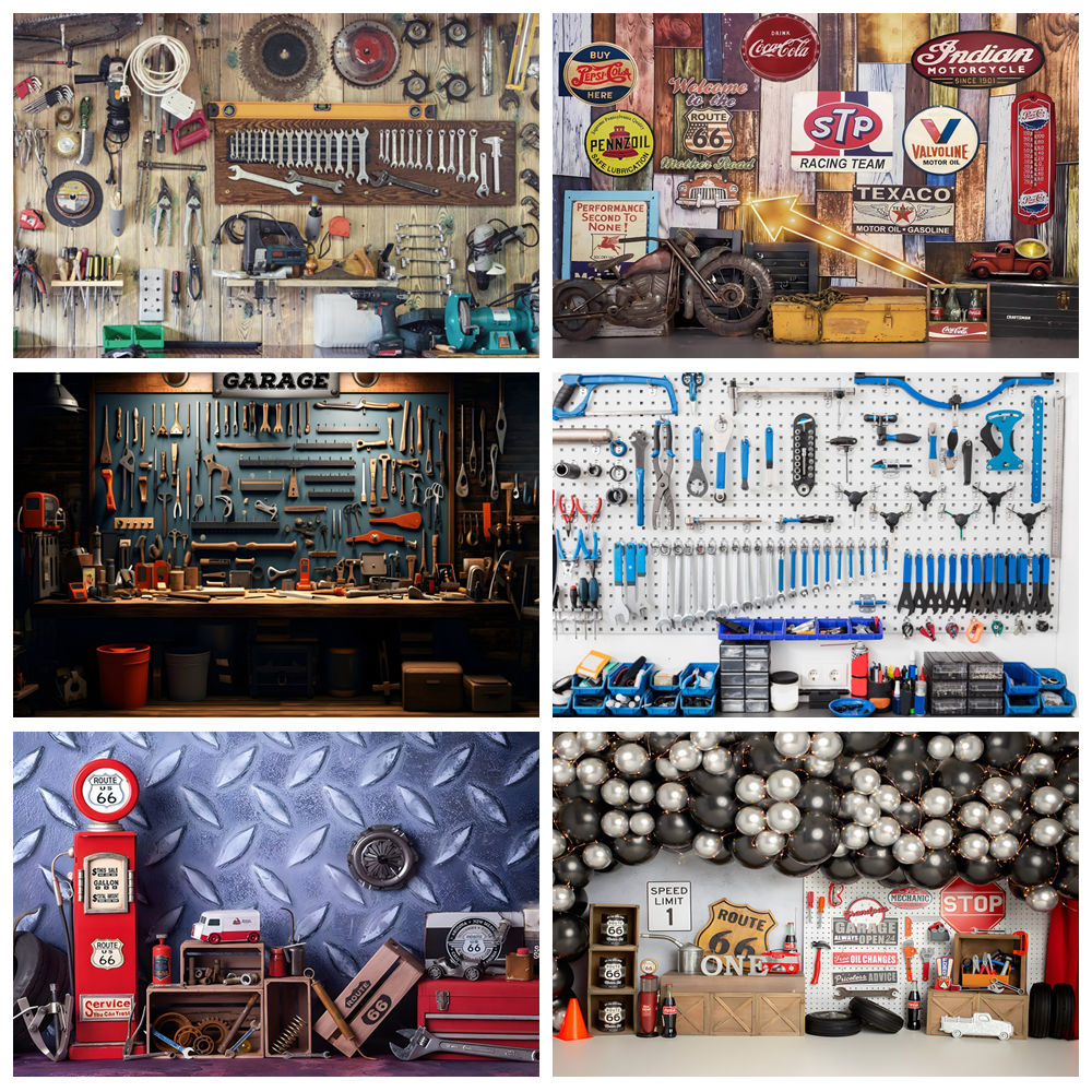 Vintage Garage Backdrops Car R - Workshop Tools Background 评论和价格