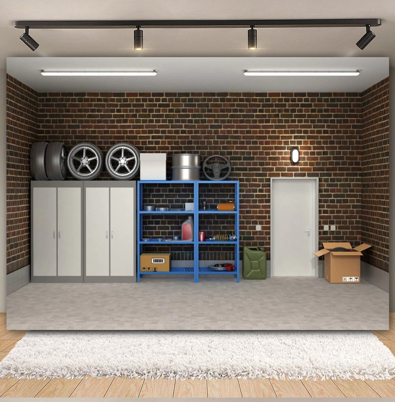 Vintage Garage Backdrops Car R - Workshop Tools Background 评论和价格