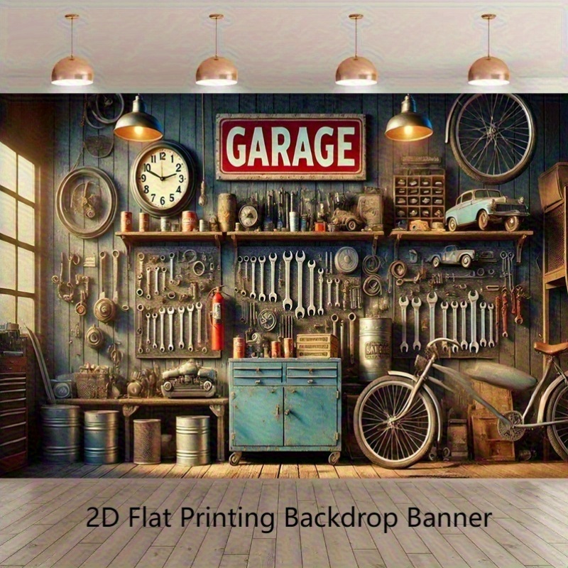 Industrial Garage Backdrop Ban - Workshop Tools Background 评论和价格
