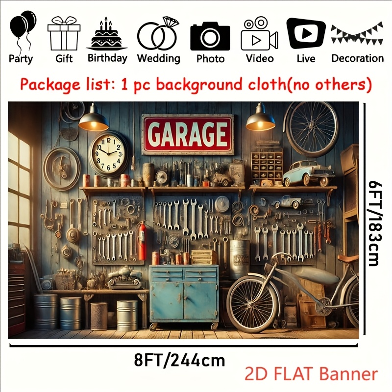 Industrial Garage Backdrop Ban - Workshop Tools Background 评论和价格